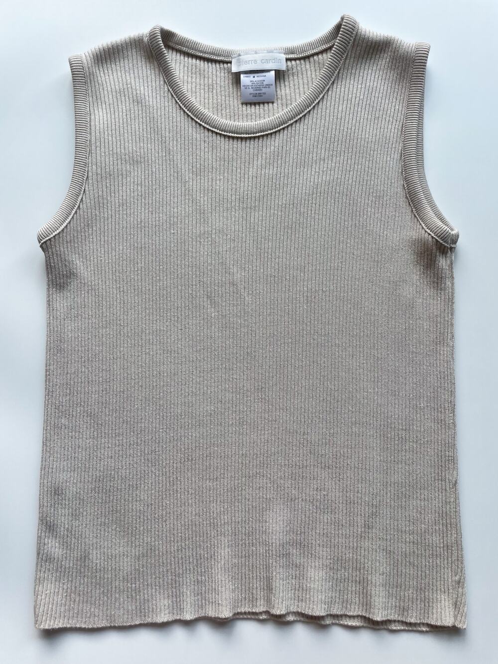 Women's Pierre Cardin Neutral Beige Knit Sweater Tank Size Medium